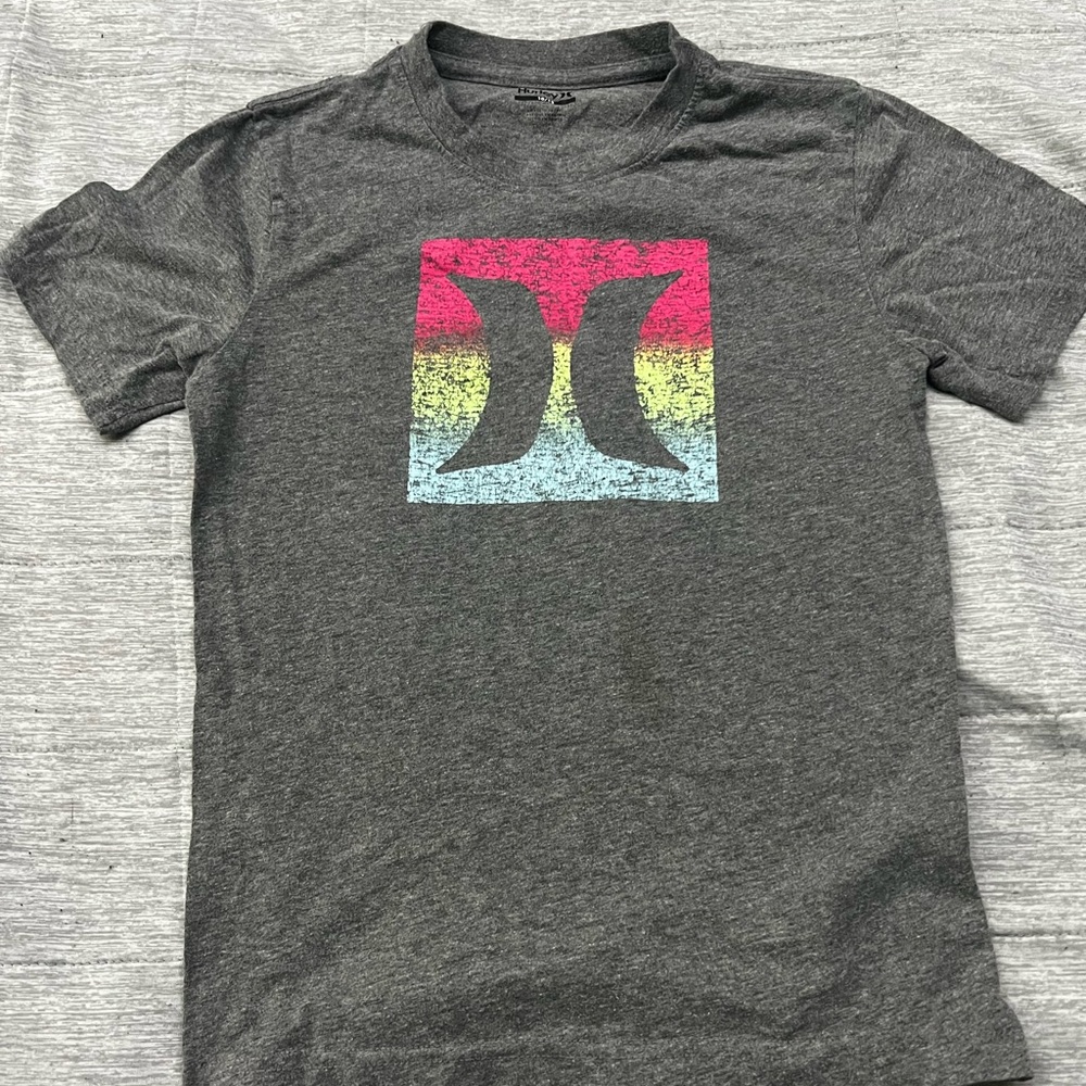 Hurley Kids T-Shirt Gray+Gradient Logo Size 10/12
